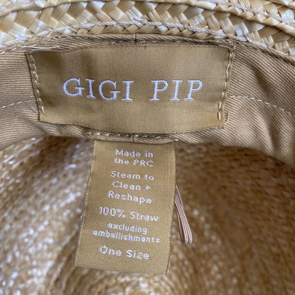 Gigi Pip Isla Sunhat Natural Straw Wide Brim Fedora Suede Band NEW (Other) OS - Picture 7 of 9